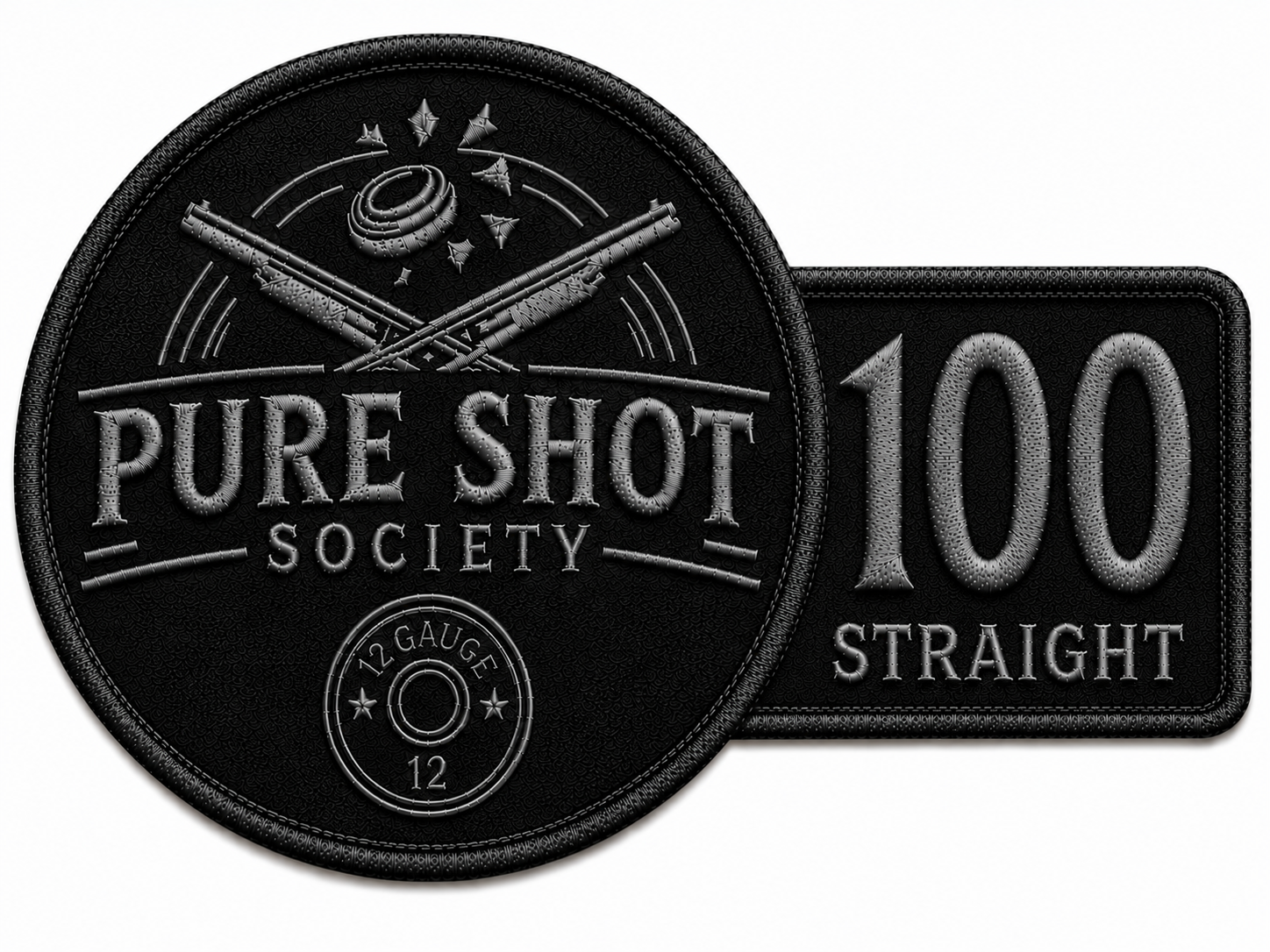 Black and silver 100 Straight Pure Shot Society achievement badge