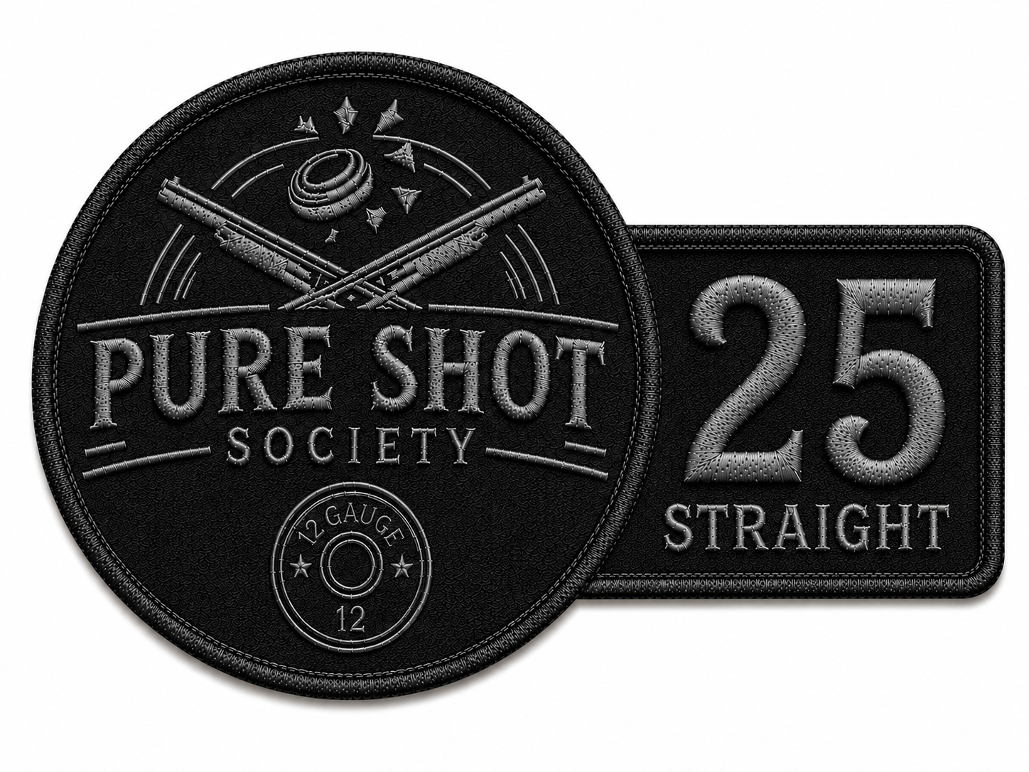 Black and silver 25 Straight Pure Shot Society achievement badge