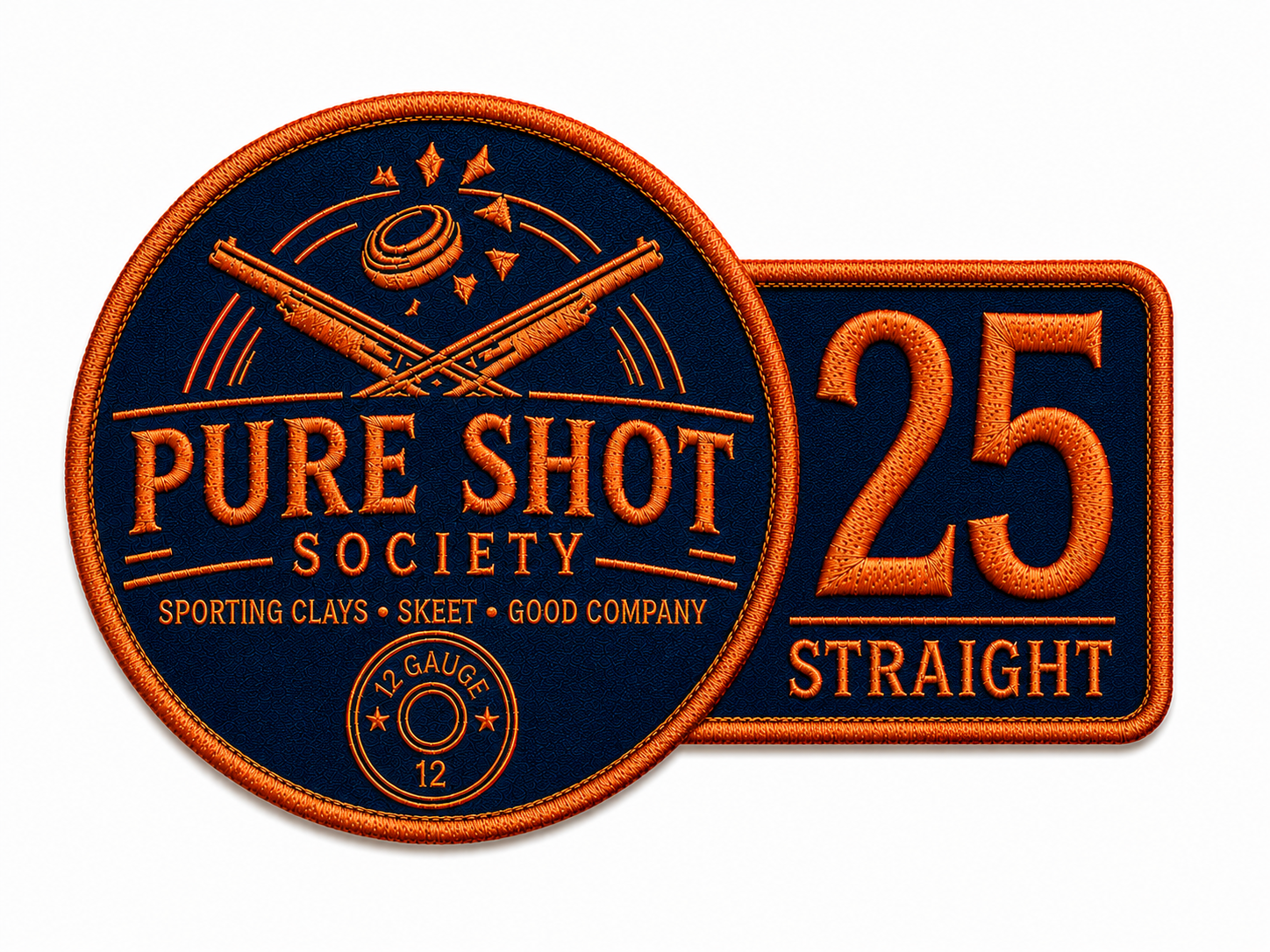 Orange and navy 25 Straight Pure Shot Society achievement badge