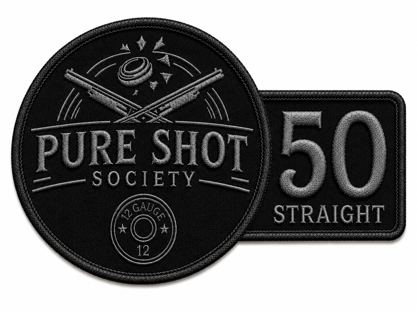 Black and silver 50 Straight Pure Shot Society achievement badge