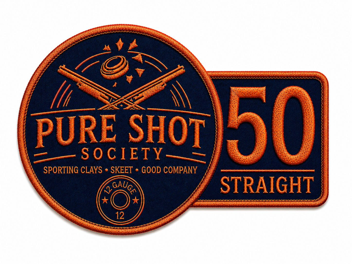 Orange and navy 50 Straight Pure Shot Society achievement badge