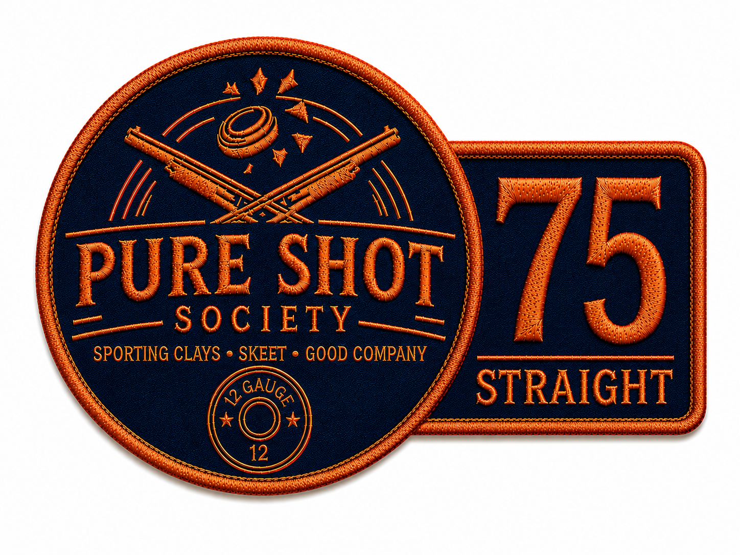 Orange and navy 75 Straight Pure Shot Society achievement badge