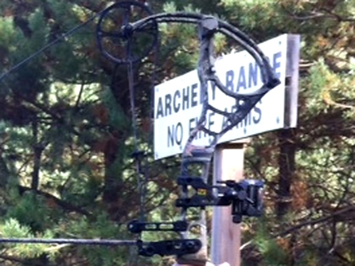 Compound bow at an archery range