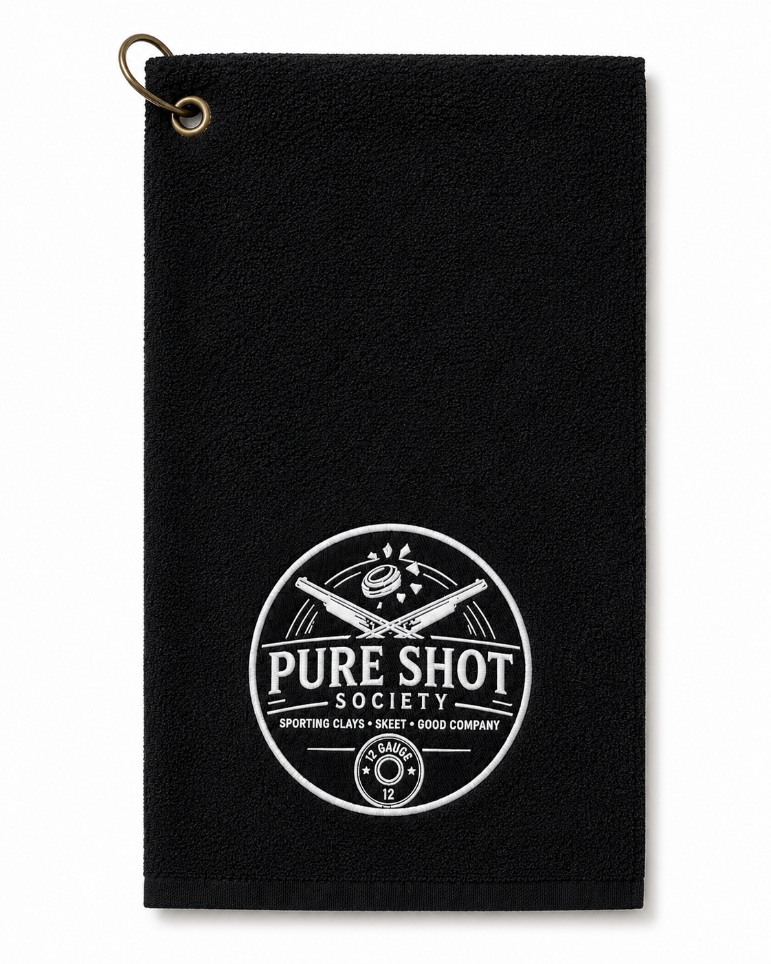 Black Pure Shot Society shooting towel with white logo